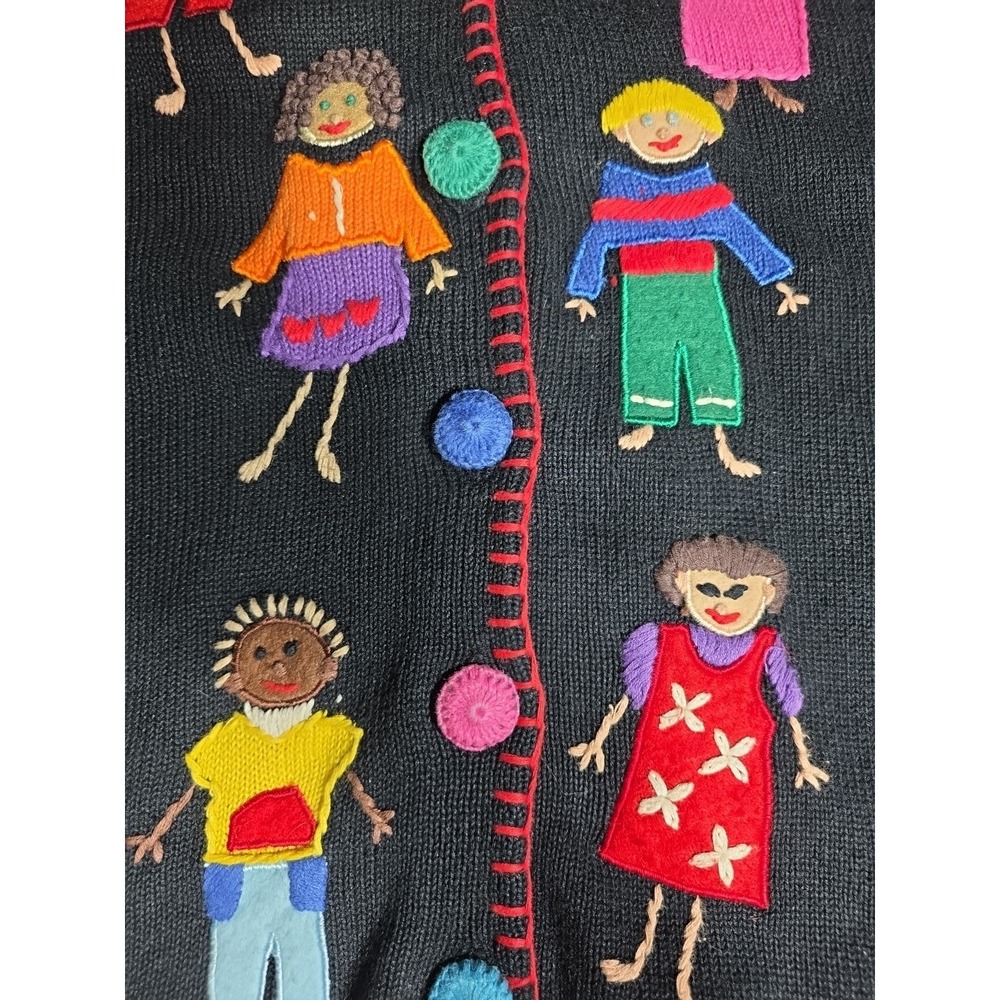 Vtg 90s Belle Pointe‎ L Sweater Vest School Teacher Classroom Knit Cardigan - Picture 5 of 8